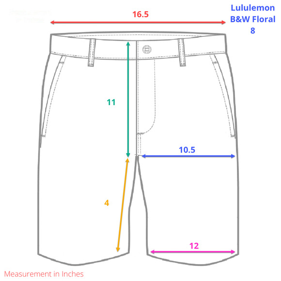 Lululemon Pretty Palm Run Times Shorts 4" SIZE 8 WAIST 33 Black White Liner - Picture 5 of 11